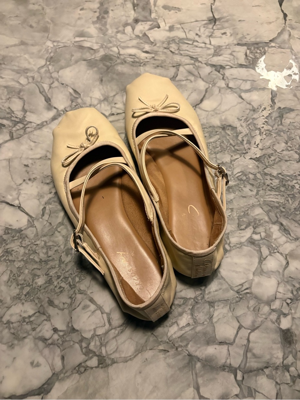 Sam Edelman real leather Cream Ballet Flat Sandals with Ankle Strap